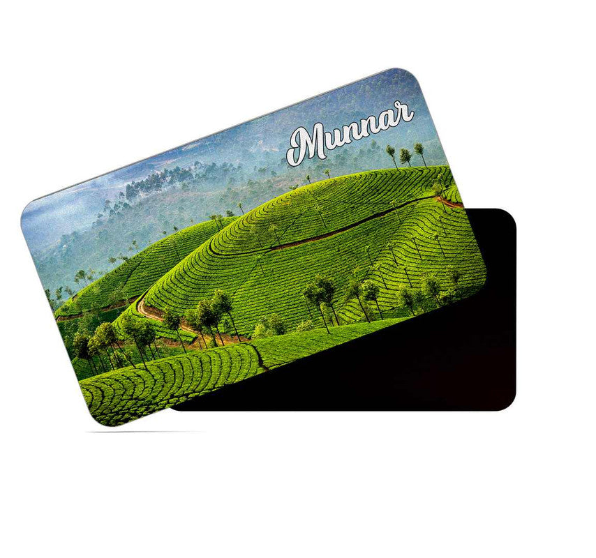 dhcrafts Rectangular Rubber Fridge Magnet / Magnetic Card Multicolor Kerala Munnar D9 Design Pack of 1 (8.6cm x 5.4cm)